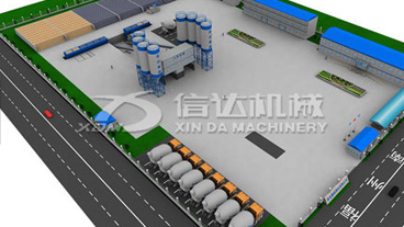 搅拌站全景示意鸟瞰图